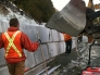 Working on the retaining wall